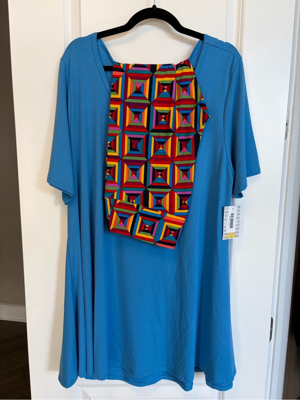 3x LuLaRoe Blue Perfect T Tunic with coordinating leggings